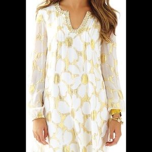 NEW Lilly Pulitzer White & Gold Colby Dress